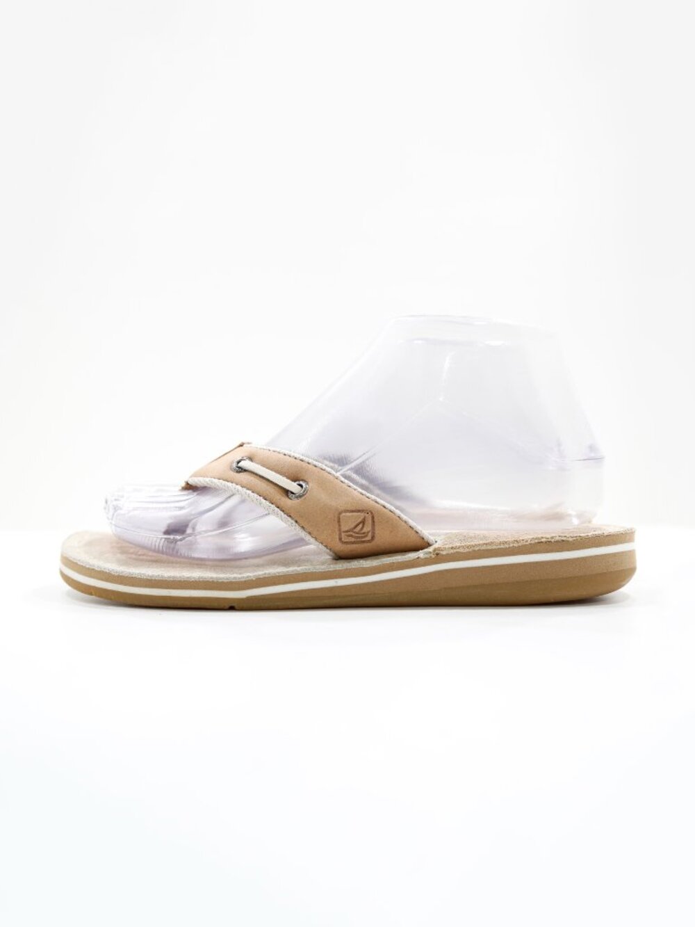 Sperry Seafish Tan Leather Lightweight Flat Thong Sandals - Women's 6